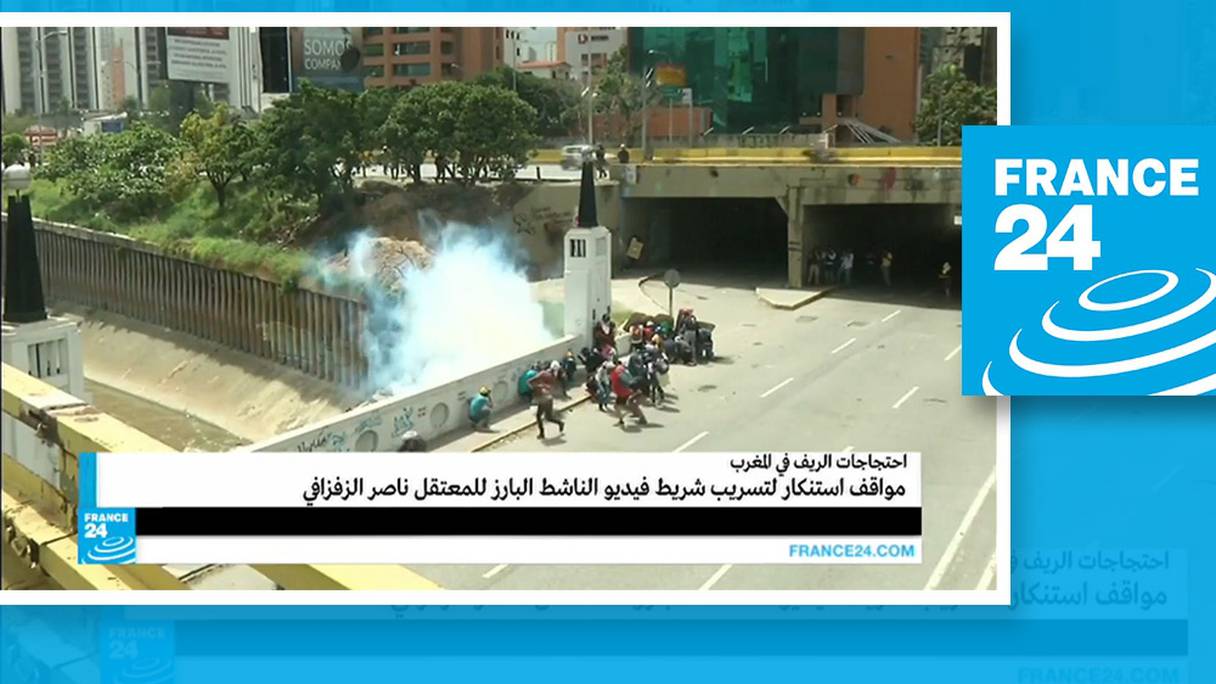 France 24 confond les événements d'Al Hoceima et ceux du Venezuela.
