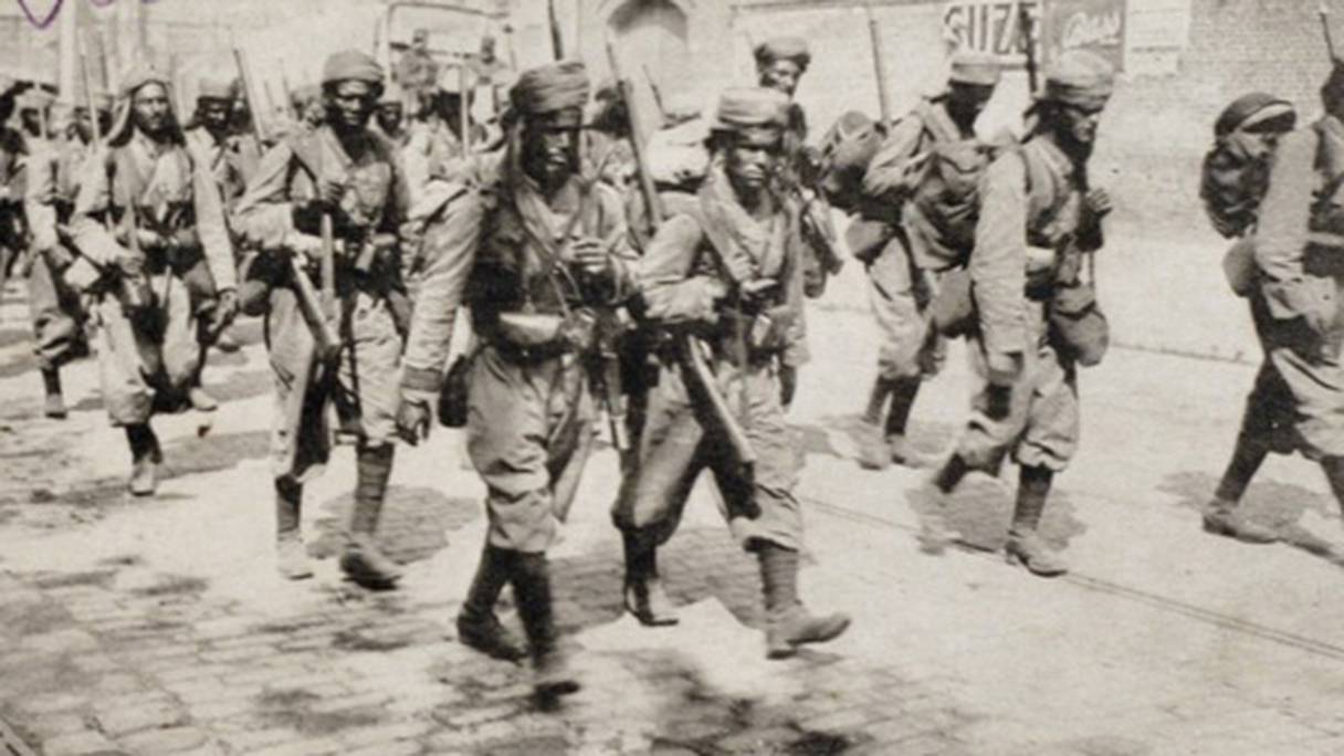 Des Goumiers. Ces courageux soldats marocains ont combattu aux côtés des alliés durant la Première Guerre mondiale.
