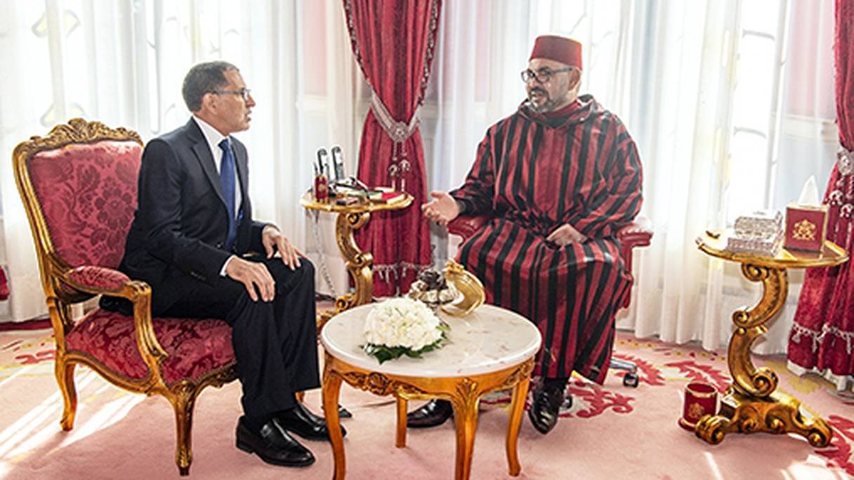 Le roi Mohammed VI recevant le chef du gouvernement Saâd Eddine El Othmani, samedi 21 septembre au Palais royal de Rabat.
