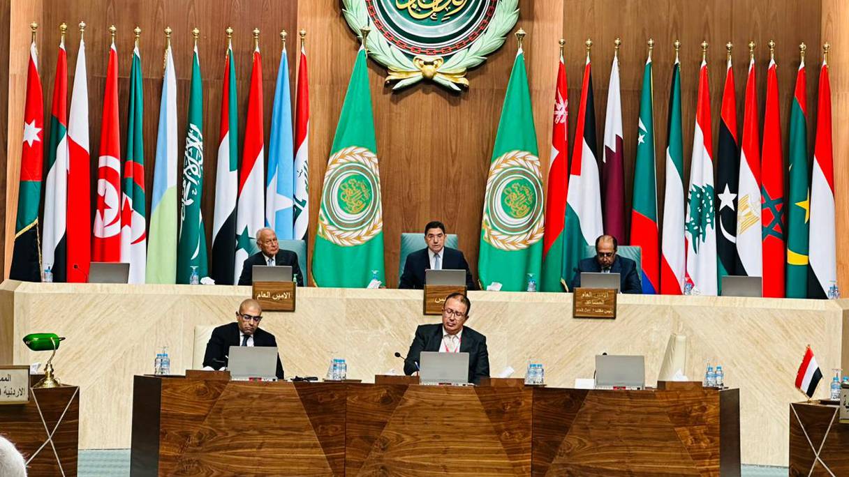 Nasser Bourita présidant, mercredi 6 septembre, le Conseil de la Ligue des États arabes au niveau des ministres des Affaires étrangères.
