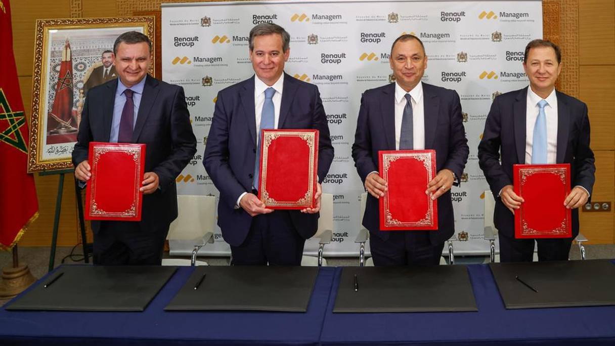 Le groupe Renault et le groupe Managem ont signé mercredi 1er juin 2022 un mémorandum d’entente pour l’approvisionnement de Renault en sulfate de cobalt bas carbone. 
