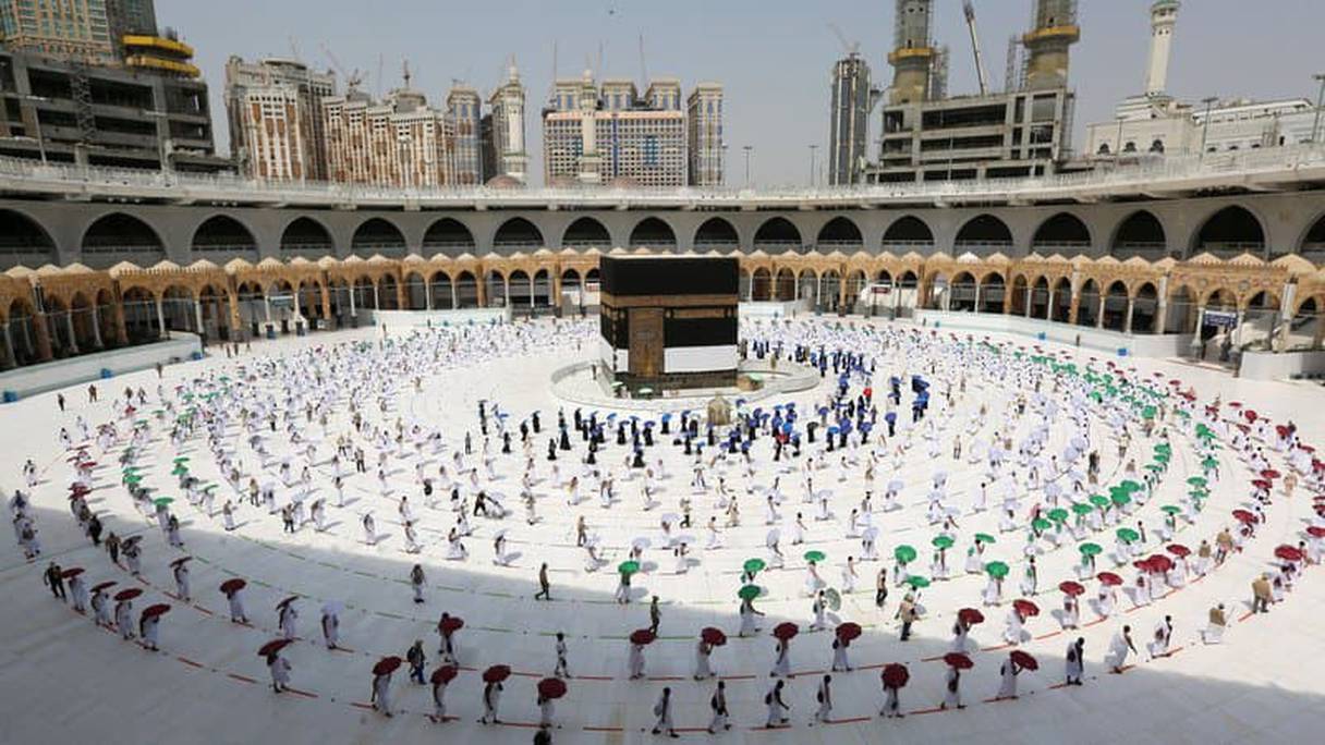 Le pèlerinage à La Mecque, le 29 juillet dernier, avec la distanciation sociale qui s'impose.
