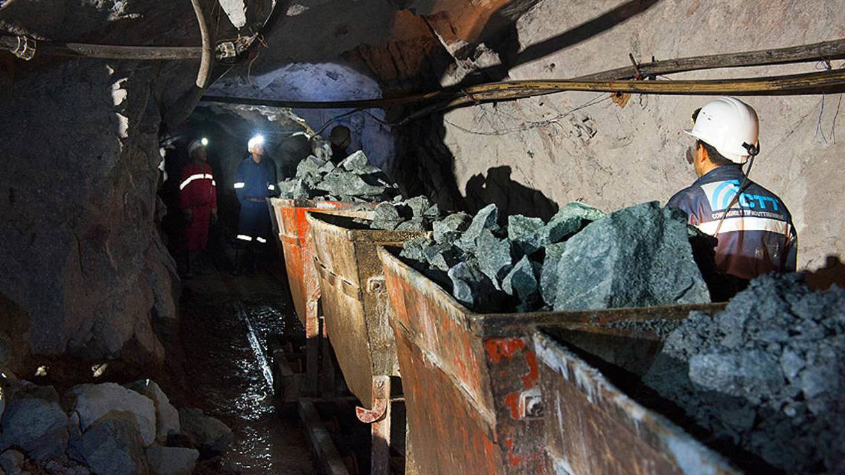 A l'intérieur de la mine de Cobalt de Bou-Azzer au Maroc, gérée par la Compagnie de Tifnout Tighanimine (CTT), filiale du groupe Managem.

