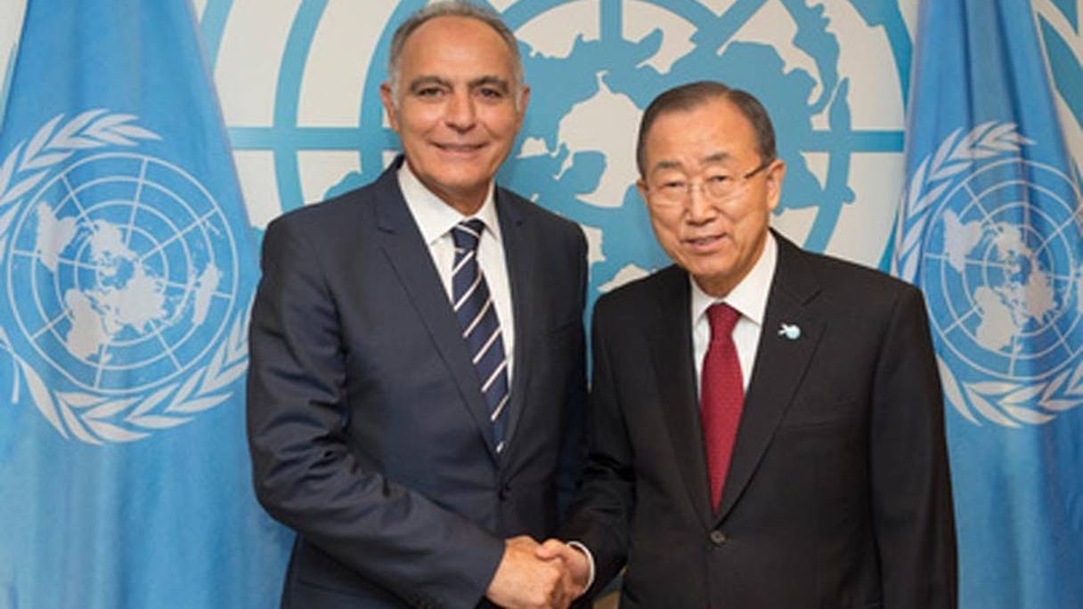 Salaheddine Mezouar et le SG. de l'ONU Ban Ki-moon.

