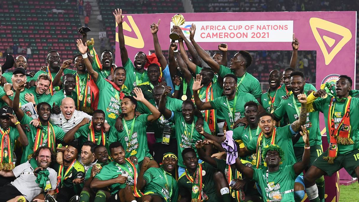 Les champions d'Afrique sénégalais au moment de leur sacre, ce dimanche 6 février.
