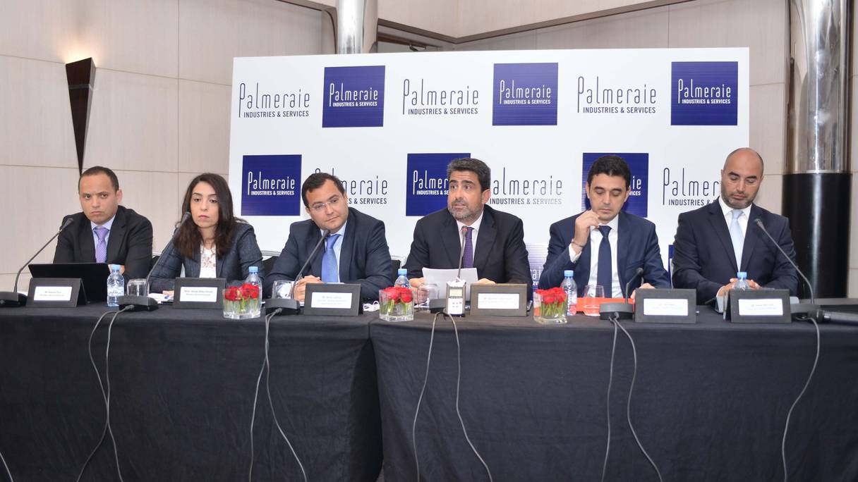 Le top management de Palmeraie industries & services, lors de la conférence de presse, le 19 mai à Casablanca
