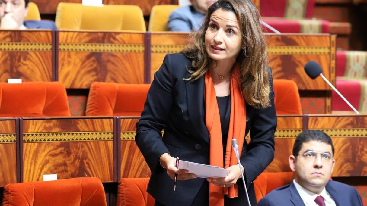 La ministre de la Transition énergétique et du Développement durable, Leila Benali, répond à une question orale à la Chambre des représentants, le 9 décembre 2021.

