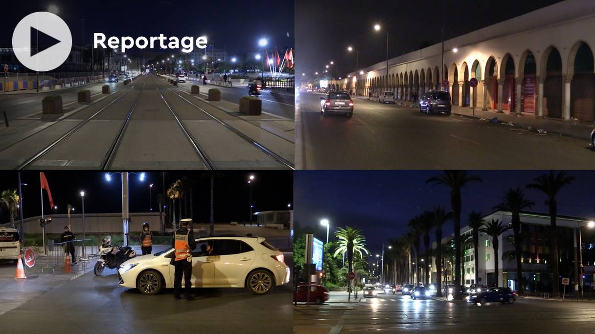 Les rues désertées de Casablanca, le 3 août 2021, premier jour du couvre-feu réinstauré à 21h00.
