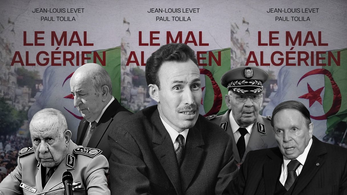 De gauche à droite: Le chef de l'armée algérienne Saïd Chengriha, le président Abdelmadjid Tebboune, l'ancien président Houari Boumédiène, l'ancien patron de l'ANP Gaïd Salah et l'ancien président Abdelaziz Bouteflika.