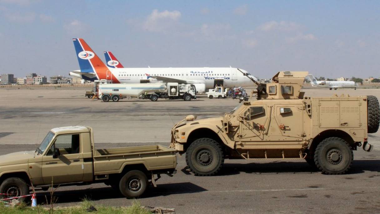 Tarmac de l'aéroport d'Aden, le 7 janvier 2021. 
