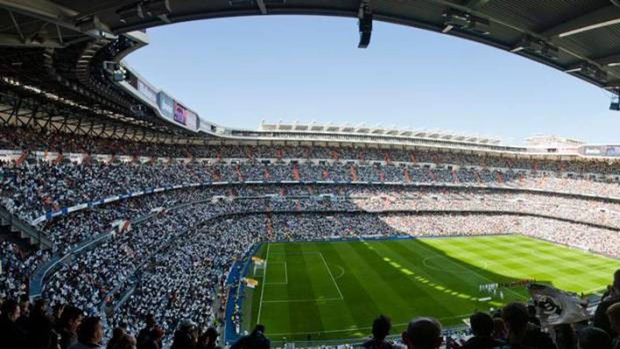 Vue du stade du Santiago Bernabeu, le gigantesque antre du Real Madrid.
