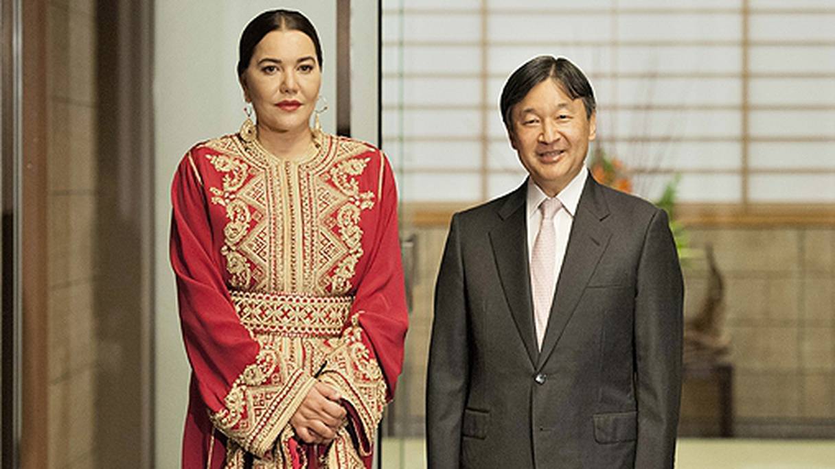 La princesse Lalla Hasnaa et le prince héritier du Japon, Naruhito, jeudi 22 novembre 2018, à Tokyo.
