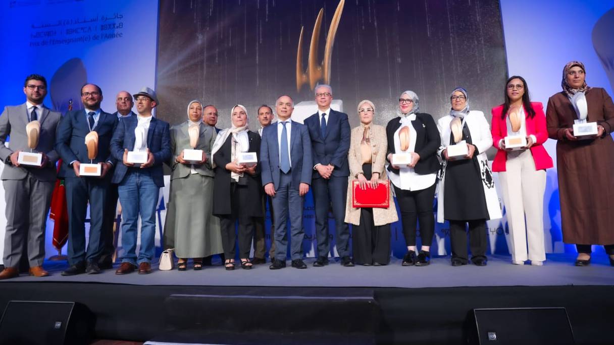Cérémonie de remise des trophées du «Prix de l’Enseignant(e) de l’Année», le 26 mars 2022, à Marrakech. 
