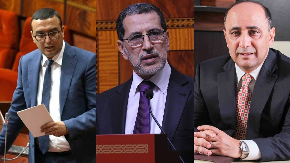 De g à d: Mohamed Amekraz (ministre du Travail), Saad-Eddine El Othmani (Chef du gouvernement) et Hassan Boubrik (DG de la CNSS)
