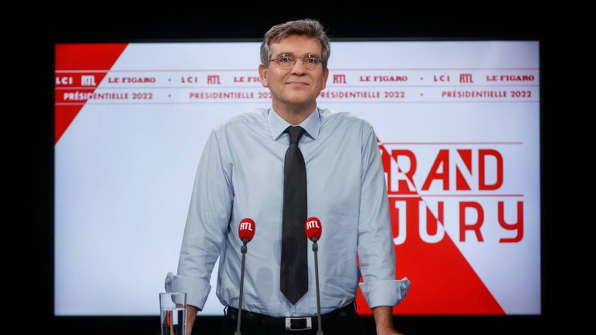 Le candidat à la présidentielle en France, Arnaud Montebourg, invité de l'émission Grand Jury, sur RTL, le Figaro et LCI, le 7 novembre.
