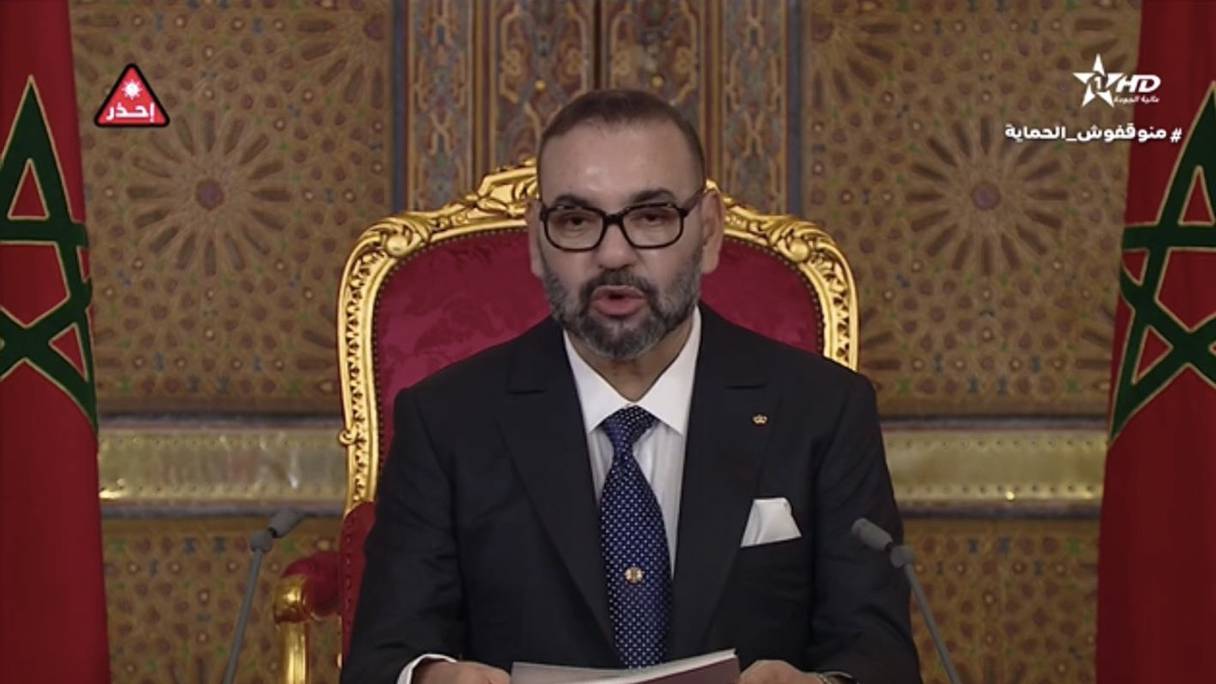 Discours à la Nation du Roi Mohammed VI au palais royal de Fès, à l'occasion du 22e anniversaire de son accession au Trône, le 31 juillet 2021. 
