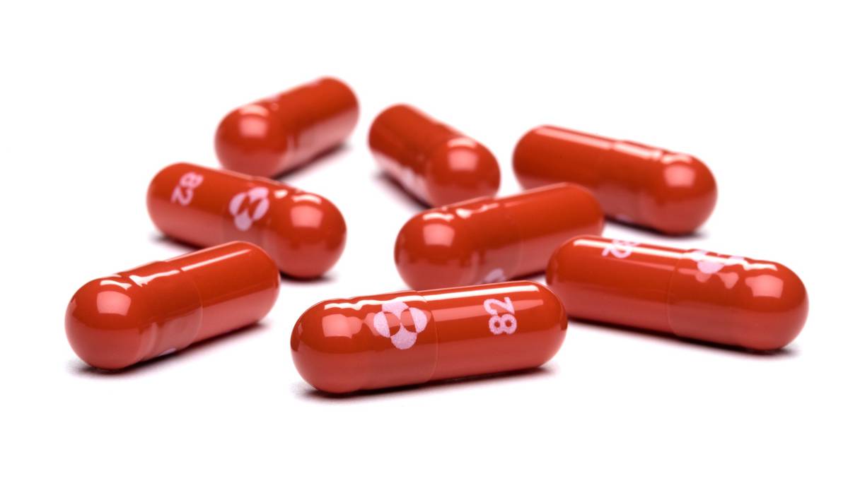 Cette photo du 18 octobre 2021 montre des gélules de la pilule antivirale Molnupiravir. La pilule anti-Covid de Merck reste "active" contre la variante Omicron, a déclaré le 28 janvier 2022 le fabricant américain de médicaments.
	 
