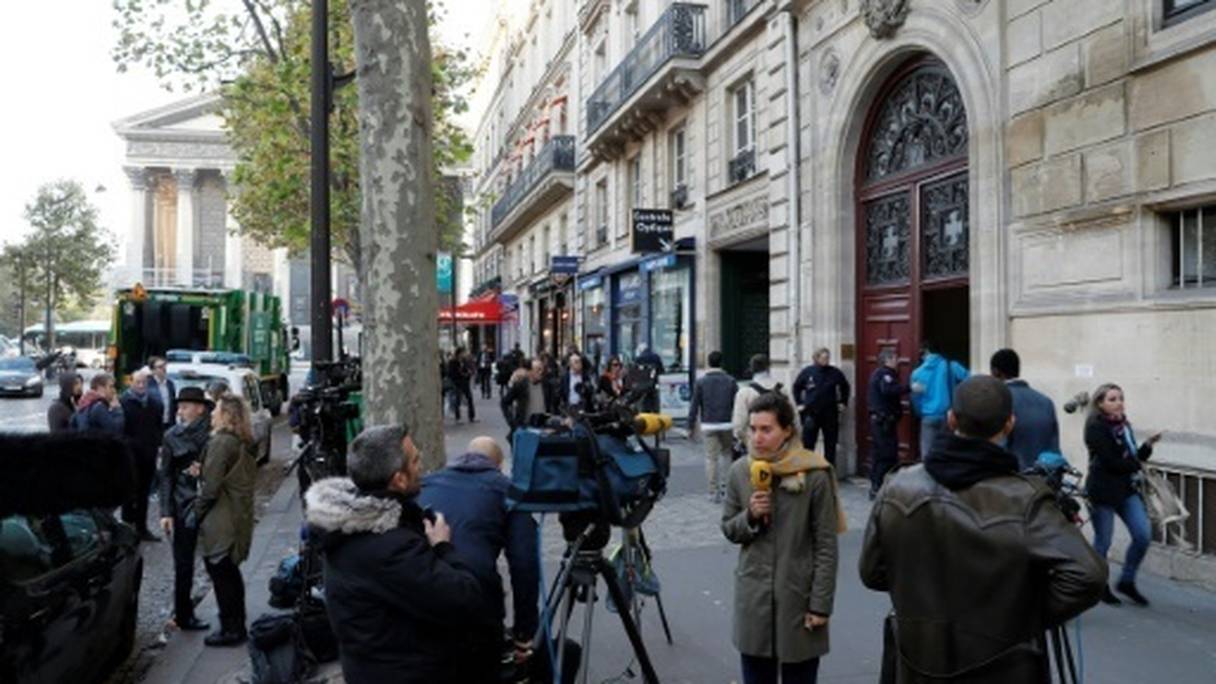 Vue extérieure de la résidence parisienne où Kim Kardashian a été braquée. 
