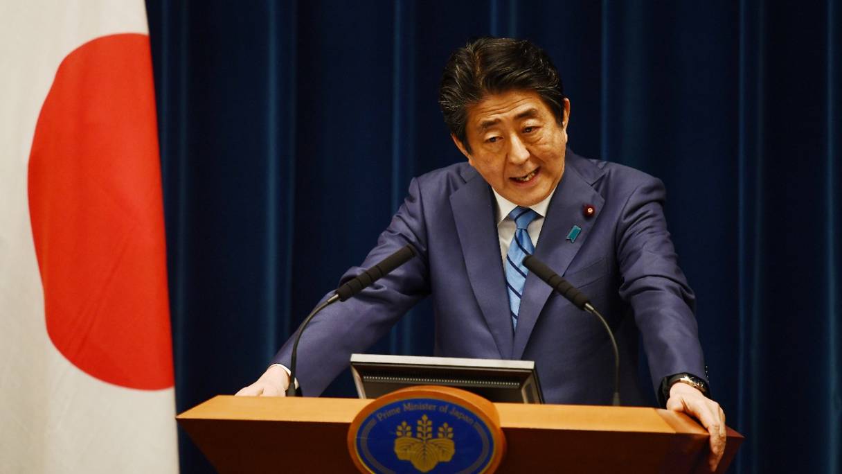 Shinzo Abe en conférence de presse à Tokyo, le 14 mars 2020. L'ancien Premier ministre japonais a été attaqué à l'arme à feu lors d'un événement de campagne dans la région de Nara le 8 juillet 2022.
