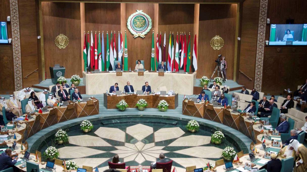 A l'ouverture des travaux du Conseil de la Ligue arabe au niveau des ministres des Affaires étrangères avec la participation du Maroc, mardi 6 septembre 2022 au Caire.
