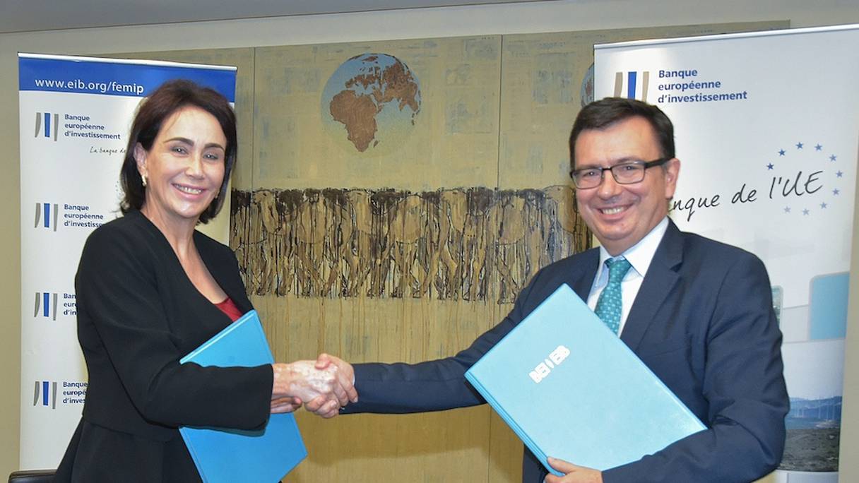 Rita Maria Zniber, PDG de Diana Holding et Román Escolano, Vice-Président de la BEI.
