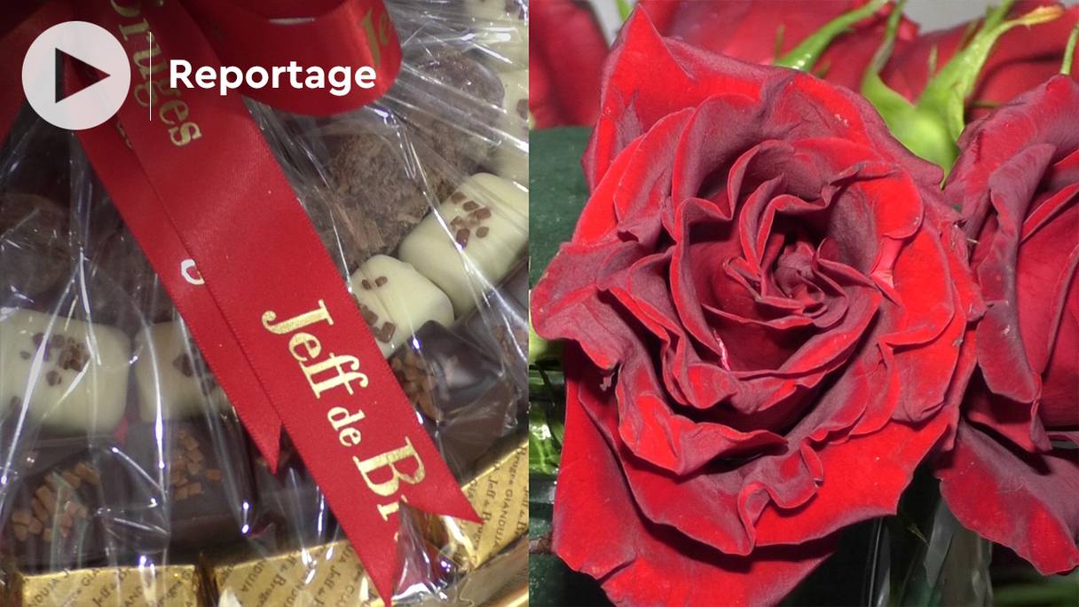 Petits ballotins en forme de cœur et bouquets de roses écarlates... A la Saint-Valentin, à Casablanca, on s'aime avec des douceurs et des fleurs.
