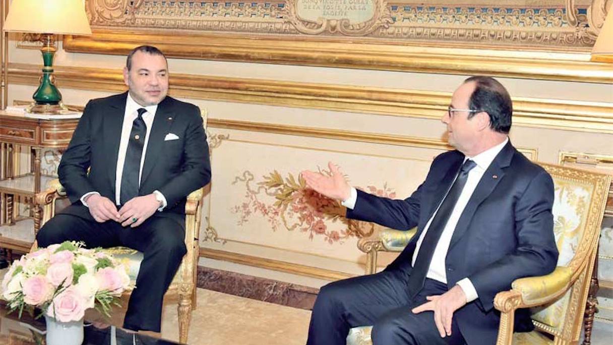 Rencontre à l'Elysée entre le roi Mohammed VI et le président François Hollande.
