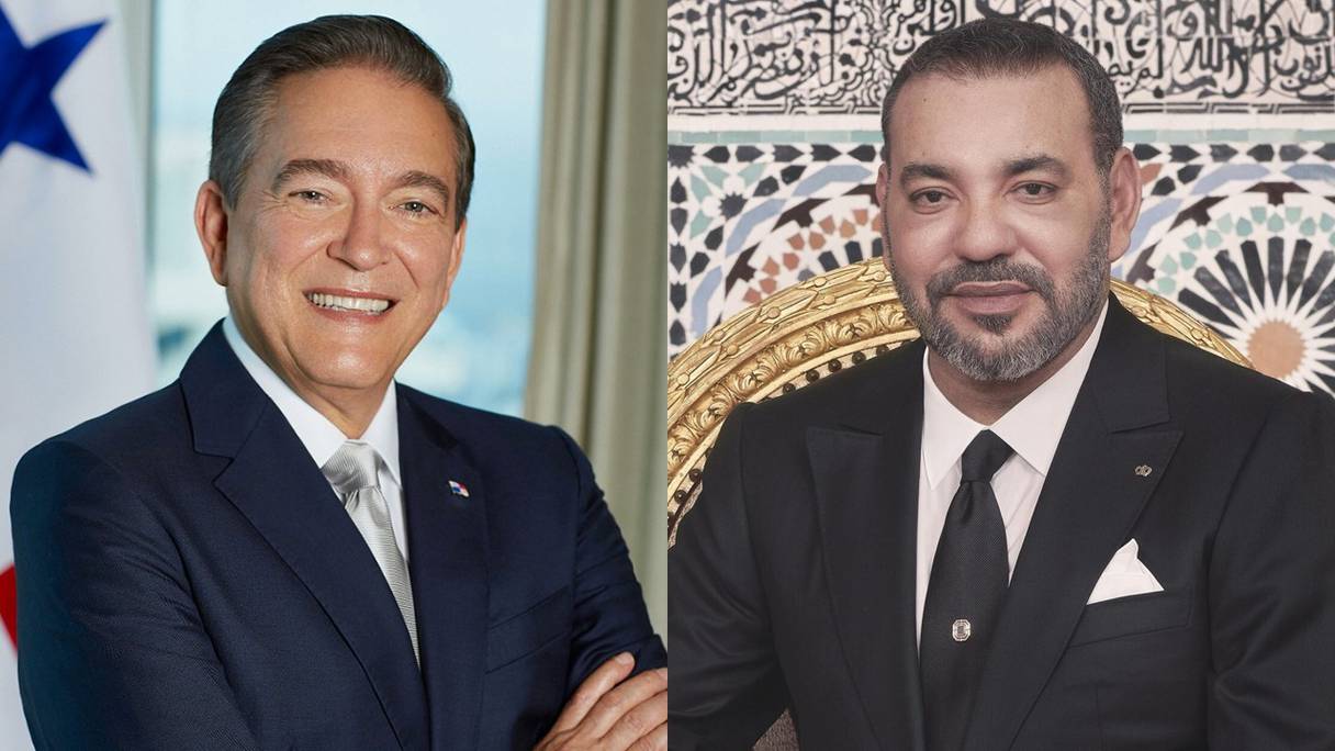 Le roi Mohammed VI et le président panaméen Laurentino Cortizo Cohen.
