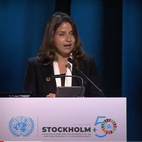 La ministre de la Transition énergétique et du développement durable - Leila Benali - Conférence internationale sur l'environnement «Stockholm+50». 