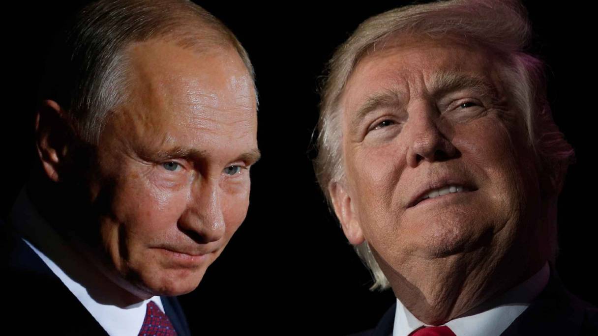 Photomontage des présidents des Etats-Unis, Donald Trump et de la Russie, Vladimir Poutine.

