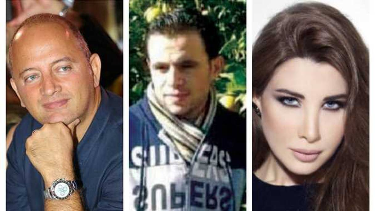 De gauche à droite: Fady Hachem, le cambrioleur Mohammad Al Mousa et Nancy Ajram.
