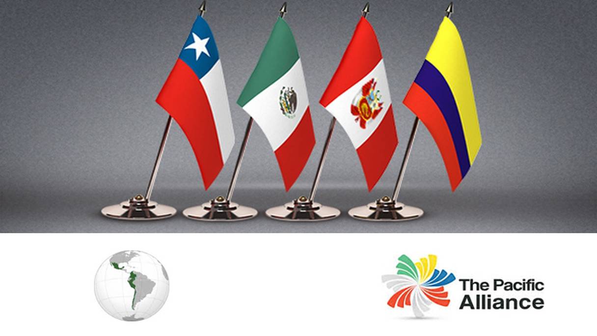 Les pays fondateurs de l'Alliance du Pacifique: le Chili, la Colombie, le Mexique et le Pérou.
