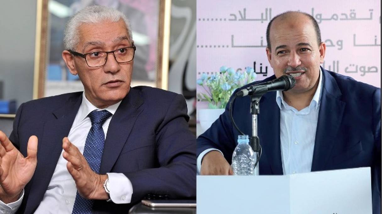 Rachid Talbi Alami et Enaâm Miyara, présidents des deux chambres du Parlement marocain.
