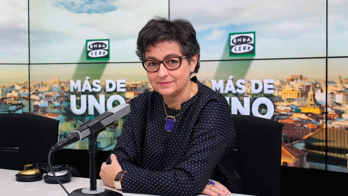 La ministre espagnole des Affaires étrangères, Arancha Gonzalez Laya, en interview en direct le 31 mars 2021 sur Onda Cero, une station de radio ibérique. 
