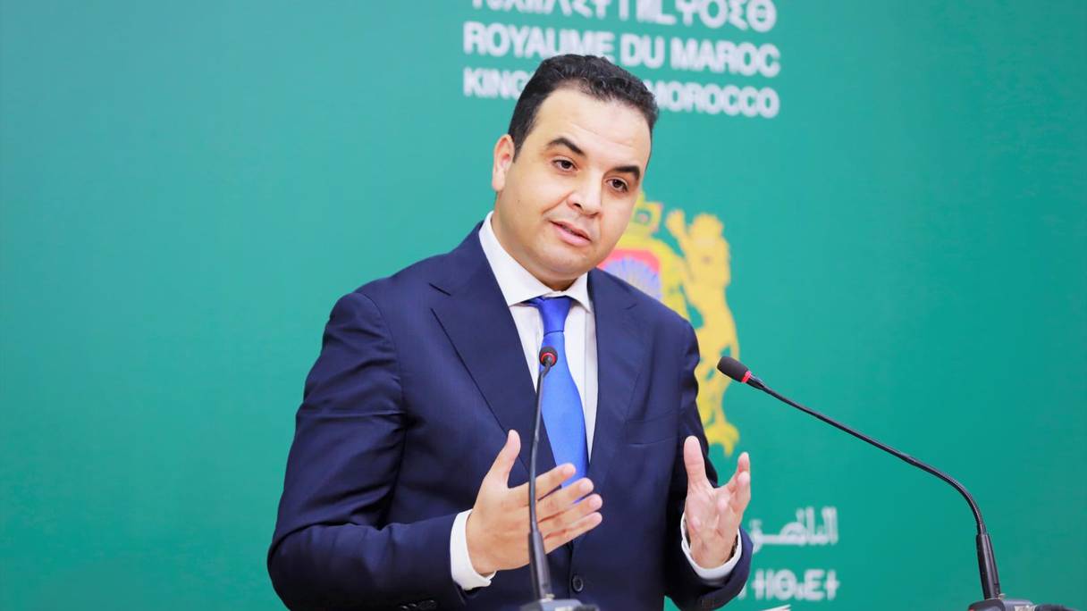 Mustapha Baitas, porte-parole du gouvernement, en marge d'un point de presse tenu à l'issue de la réunion hebdomadaire du Conseil de gouvernement, à Rabat.
