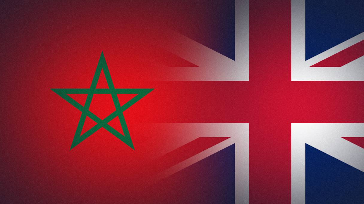 Représentation des drapeaux du Maroc et du Royaume-Uni.
