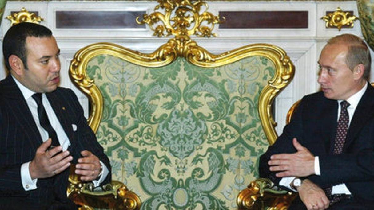 Entretien en tête à tête Mohammed VI et Poutine, à Rabat en 2006
