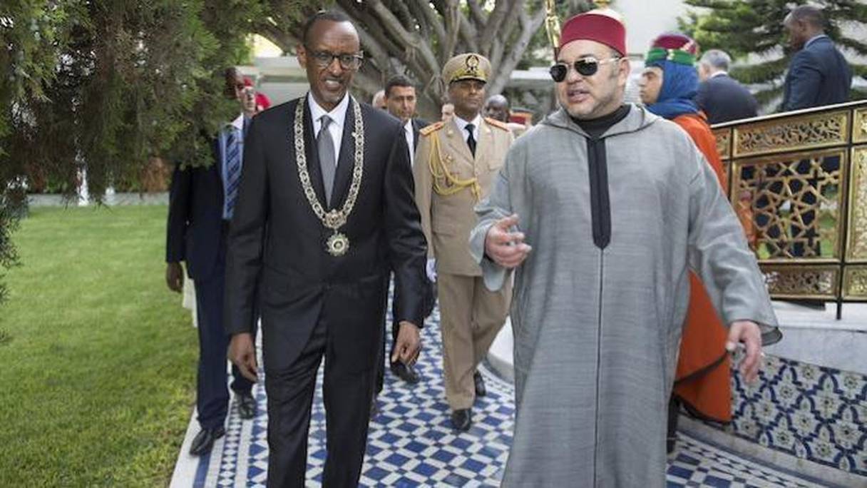 Le président rwandais, Paul Kagame, reçu par le roi Mohammed VI, le 21 juin dernier à Casablanca.
