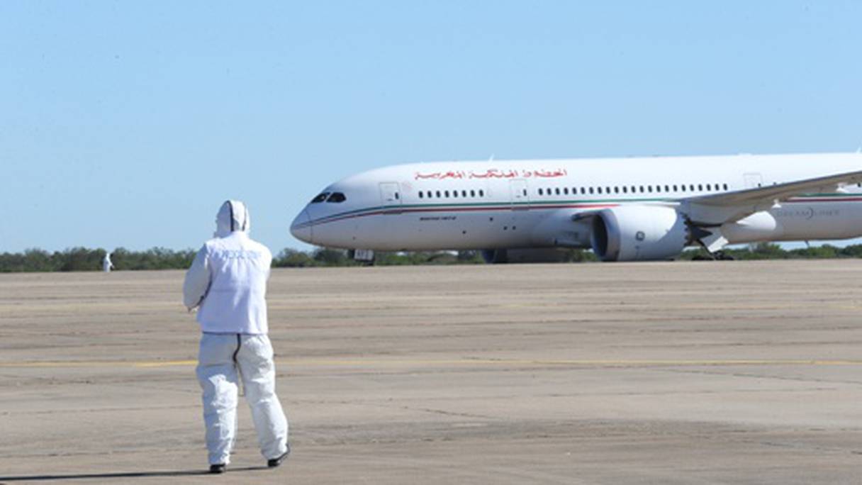 Atterrissage à Benslimane d’un vol transportant des Marocains de Wuhan (Chine), dimanche 2 février 2020.
