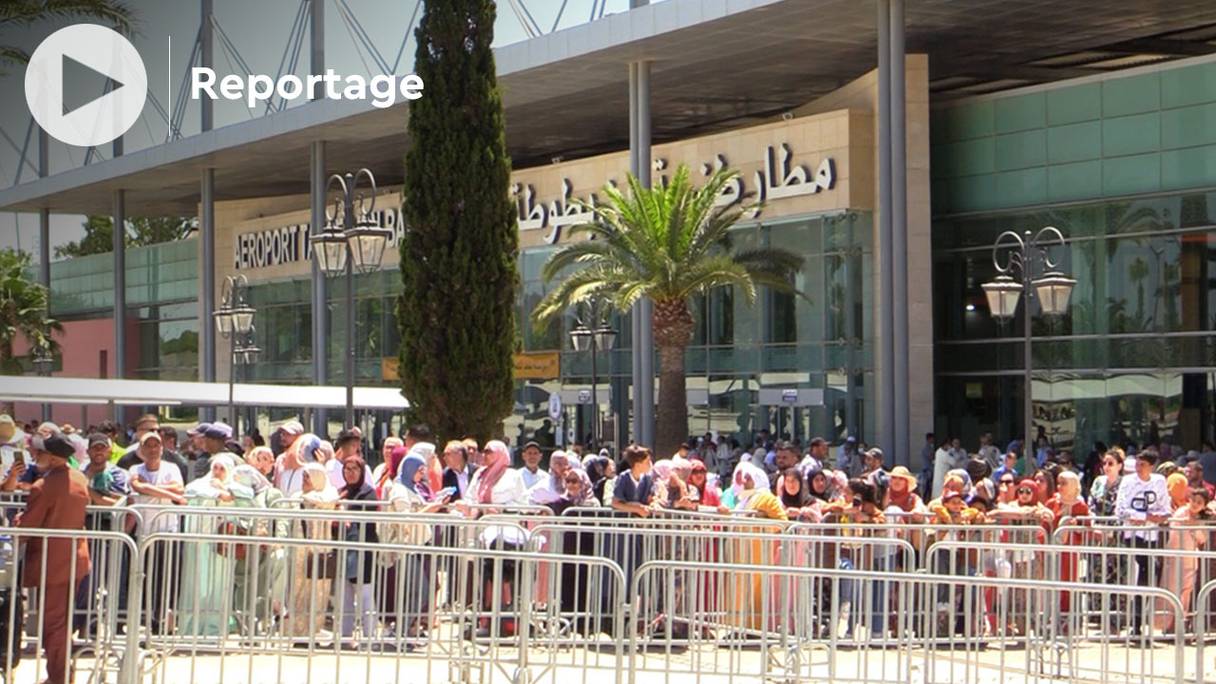 Départs pour La Mecque, pour les rites du Hajj de l'année 1443, depuis l'aéroport Ibn-Battouta de Tanger, le 26 juin 2022. 
