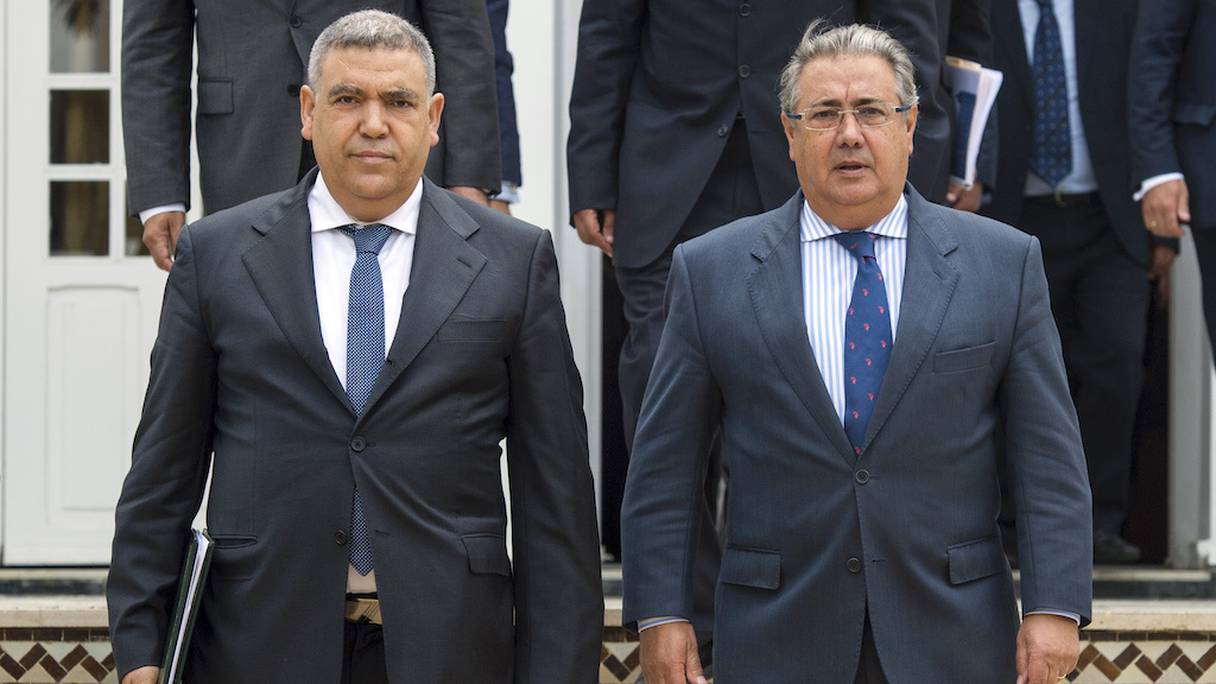 Juan Ignacio Zoido, eurodéputé et ex-ministre espagnol de l'Intérieur, et Abdelouafi Laftit, à Rabat, en août 2017.
