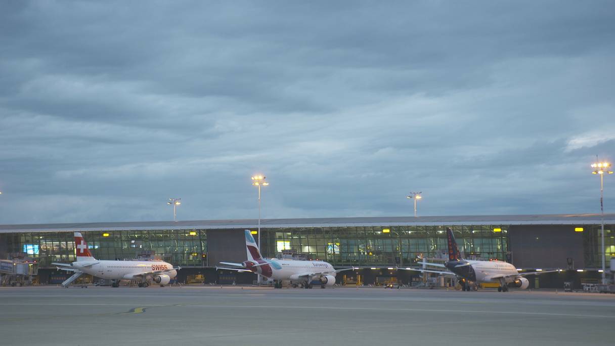 Avions parqués sur le tarmac de l'aéroport de Bruxelles-National. 

