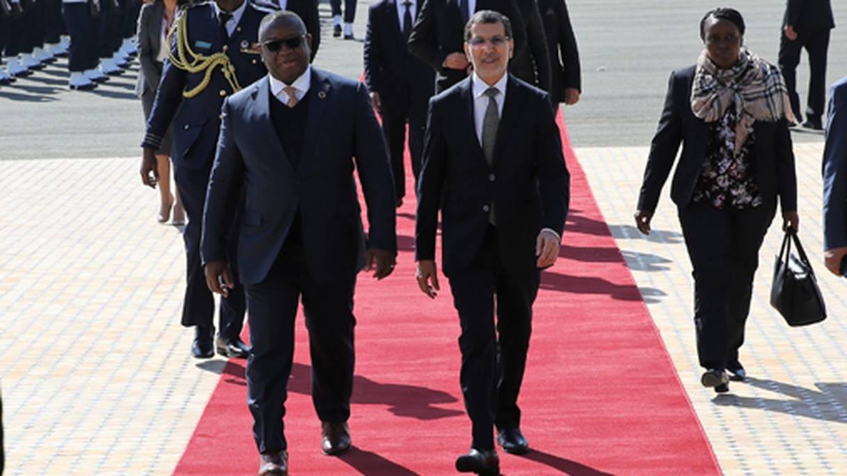 Le président de la Sierra Leone Julius Maada Bio à son arrivée à Casablanca, le 13 mars.
