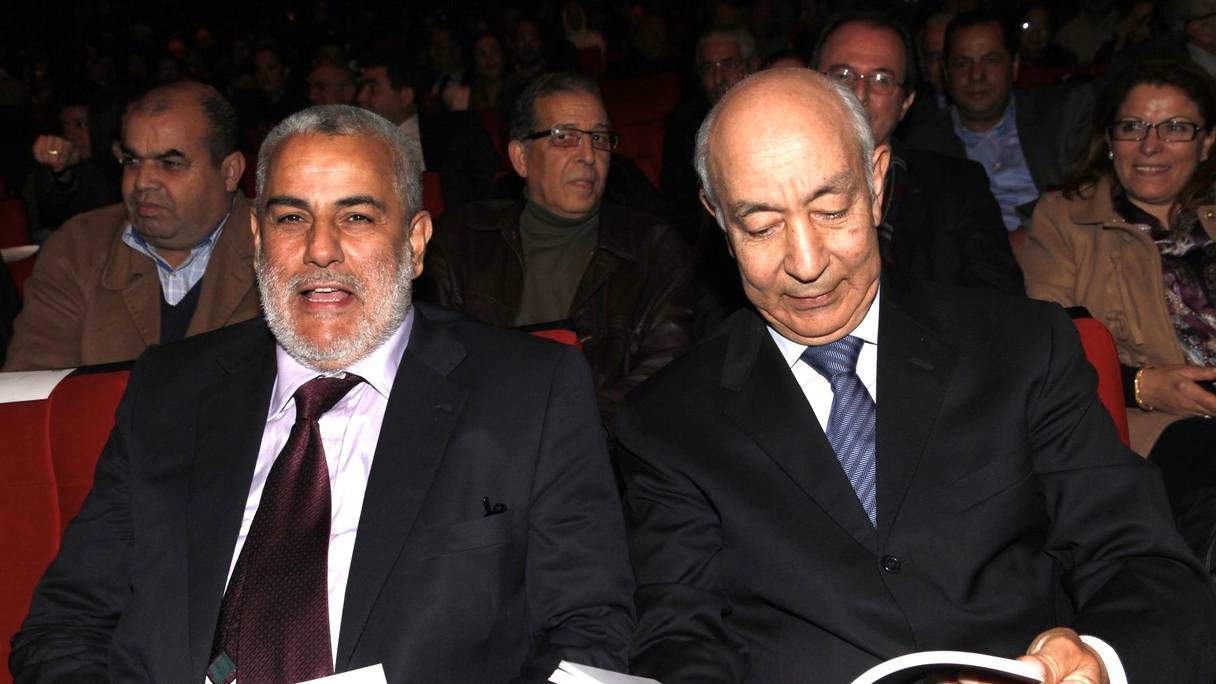 Driss Jettou, président de la Cour des comptes, aux côtés de Abdelilah Benkirane, chef du gouvernement

