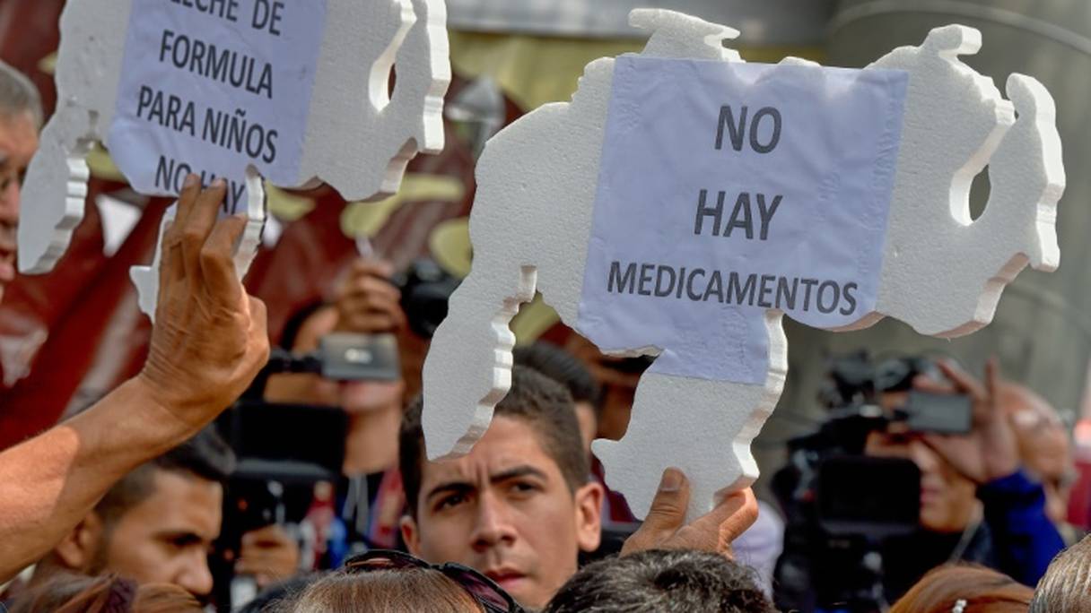 Manifestation contre la pénurie de médicaments à Caracas le 13 avril 2016.

