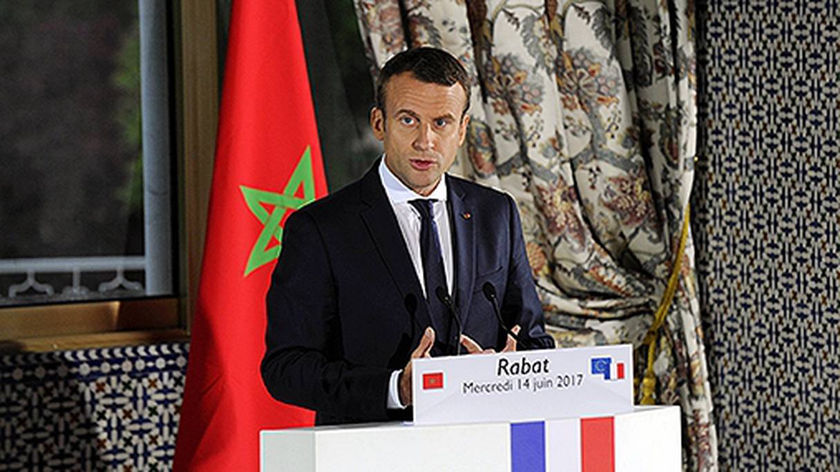 Le Président français Emmanuel Macron lors de sa conférence de presse, mercredi 14 juin à Rabat.
