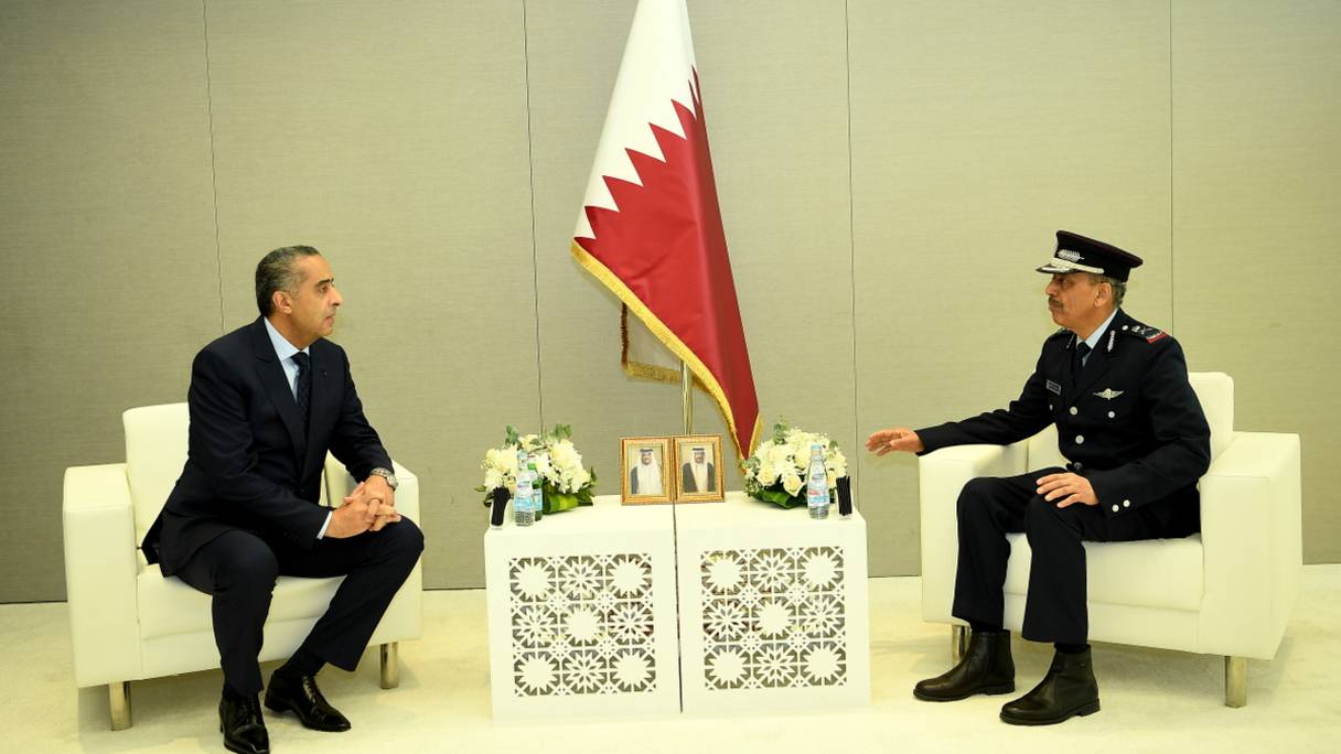Abdellatif Hammouchi, patron du pôle DGSN-DGST, avec Saad bin Jassim Al-Khulaifi, directeur général de la sécurité publique qatarie.
