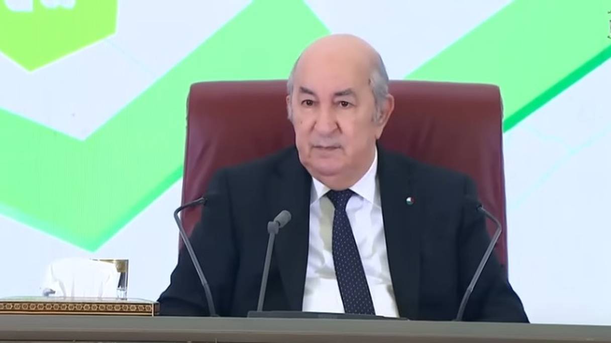 Le président algérien Abdelmadjid Tebboune donnant, jeudi 19 janvier 2023 à Alger, un discours devant les walis. 
