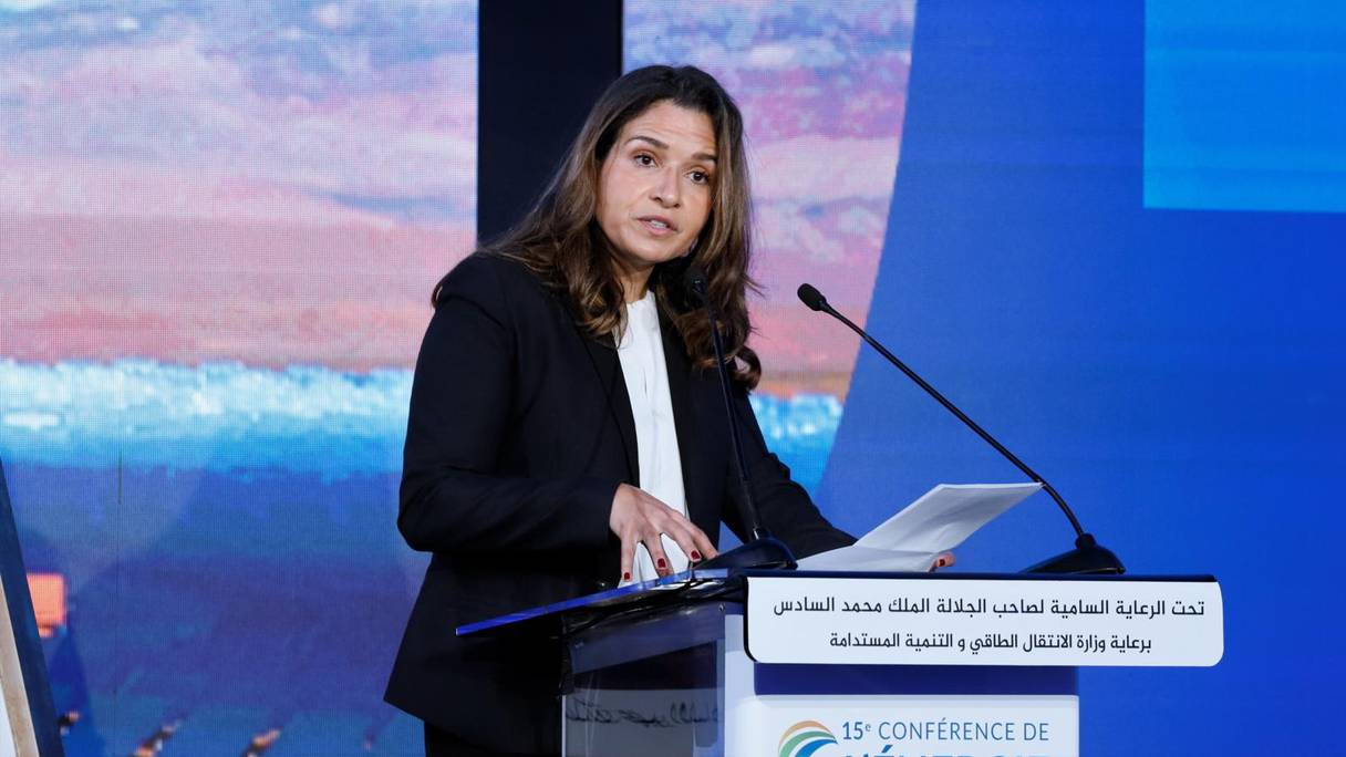 Leila Benali, ministre de la Transition énergétique, lors de la 15e Conférence de l’Energie, lundi 14 mars 2022.
