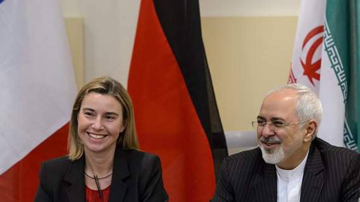 La chef de la diplomatie de l’UE Federica Mogherini et le chef de la diplomatie iranienne, Mohammad Javad Zarif.
